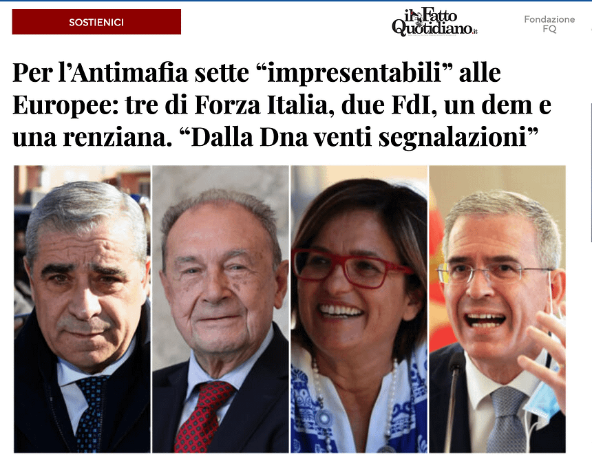 Lista impresentabili alle Elezioni Europee 2024